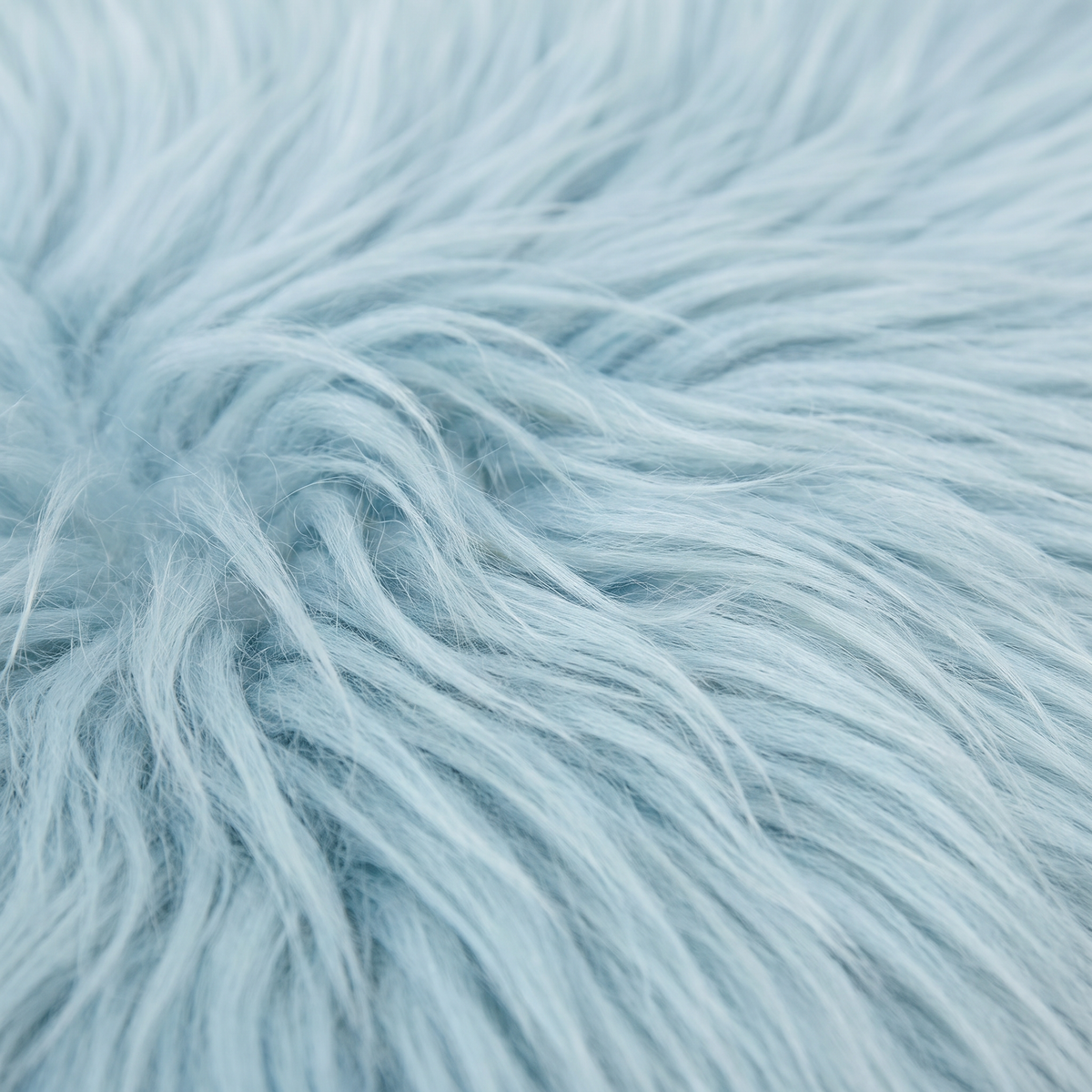 Close-up of Sea Foam blue long wool sheepskin fibres