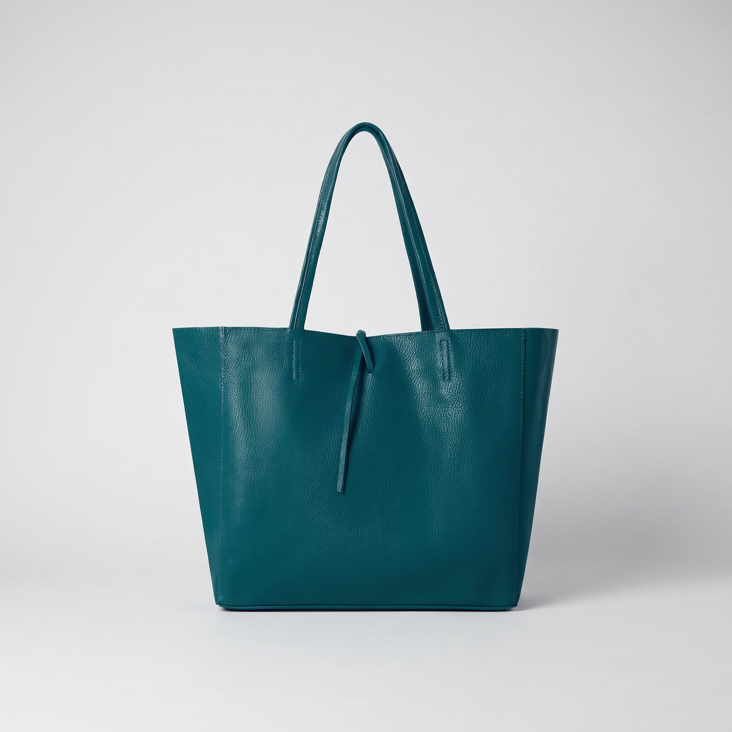 Carlotta Oversized Leather Tote in Dark Teal on light grey studio background