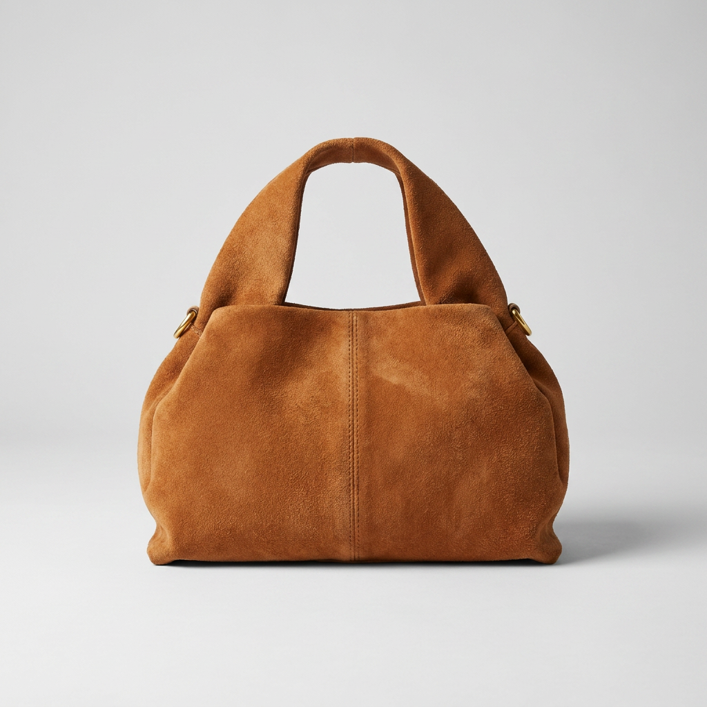 Noemi Suede Handbag by Clemés in Tan