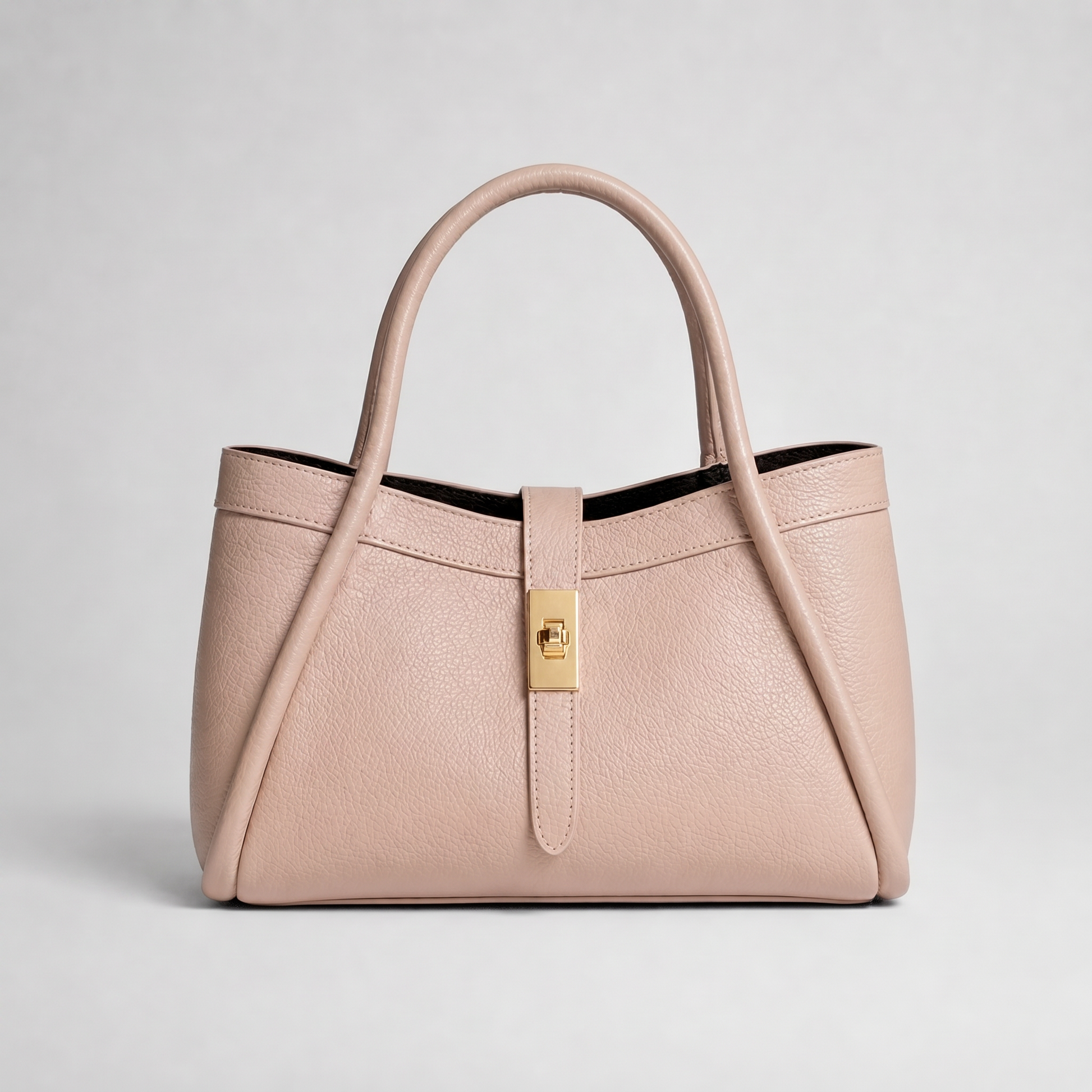 Margot Leather Tote Bag in Dusty Rose on light grey studio background