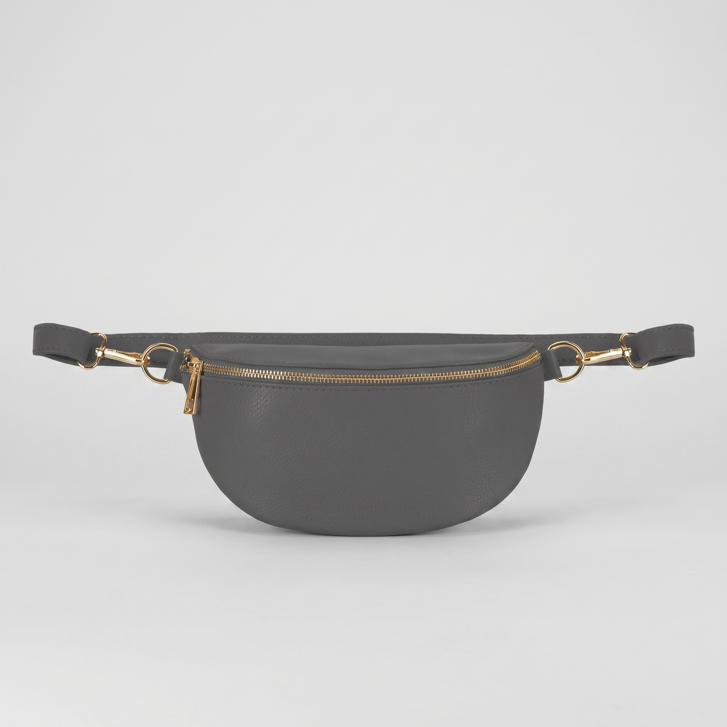 Romy leather crossbody bum bag in Dark Grey on light grey studio background