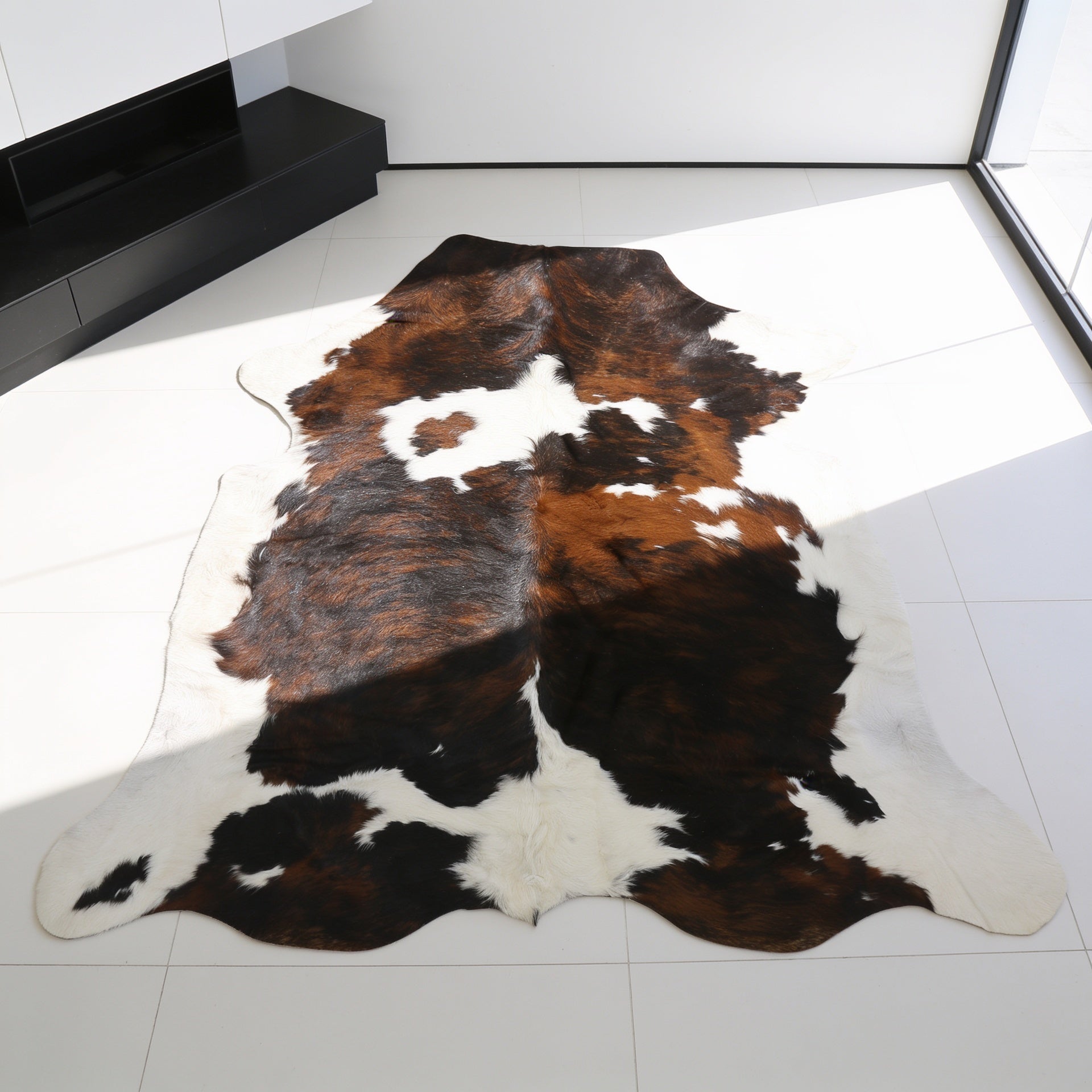 HN-23244 cowhide rug in modern clean interior