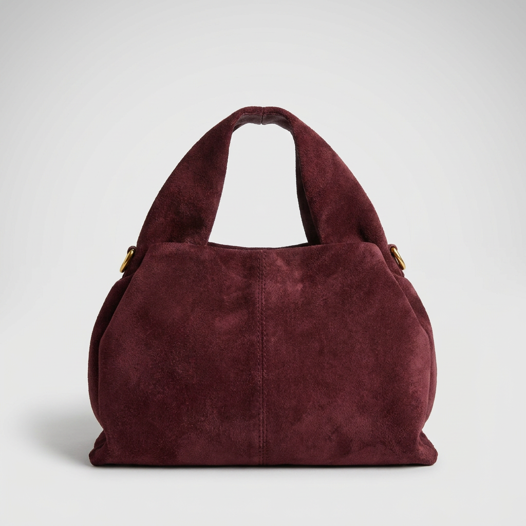 Noemi Suede Handbag by Clemés in Burgundy