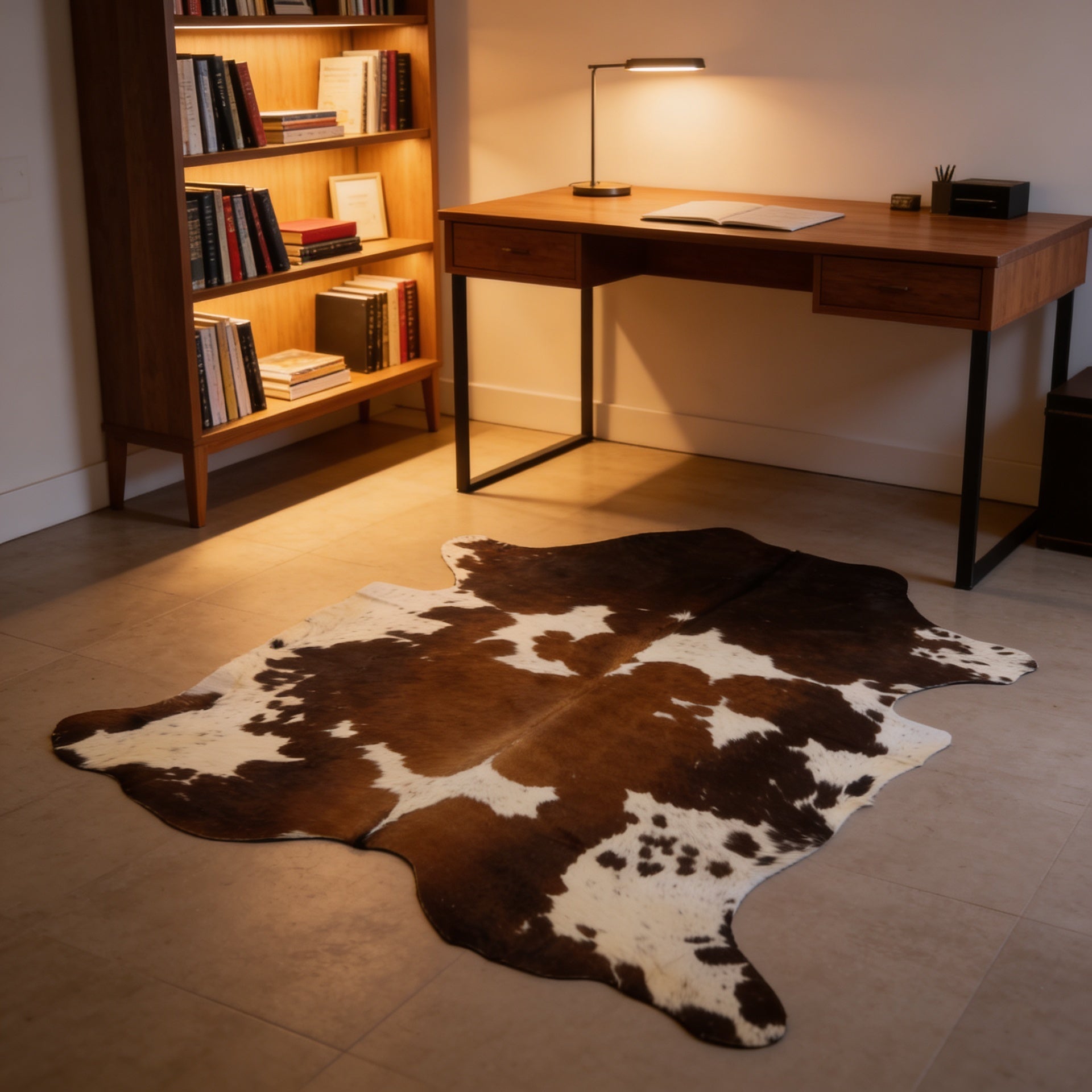 HN-23233 cowhide rug in home office