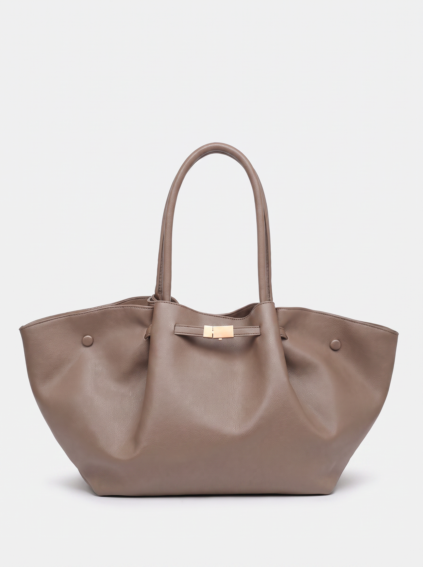 Adele Leather Tote by Clemés – Light Taupe, front three-quarter view