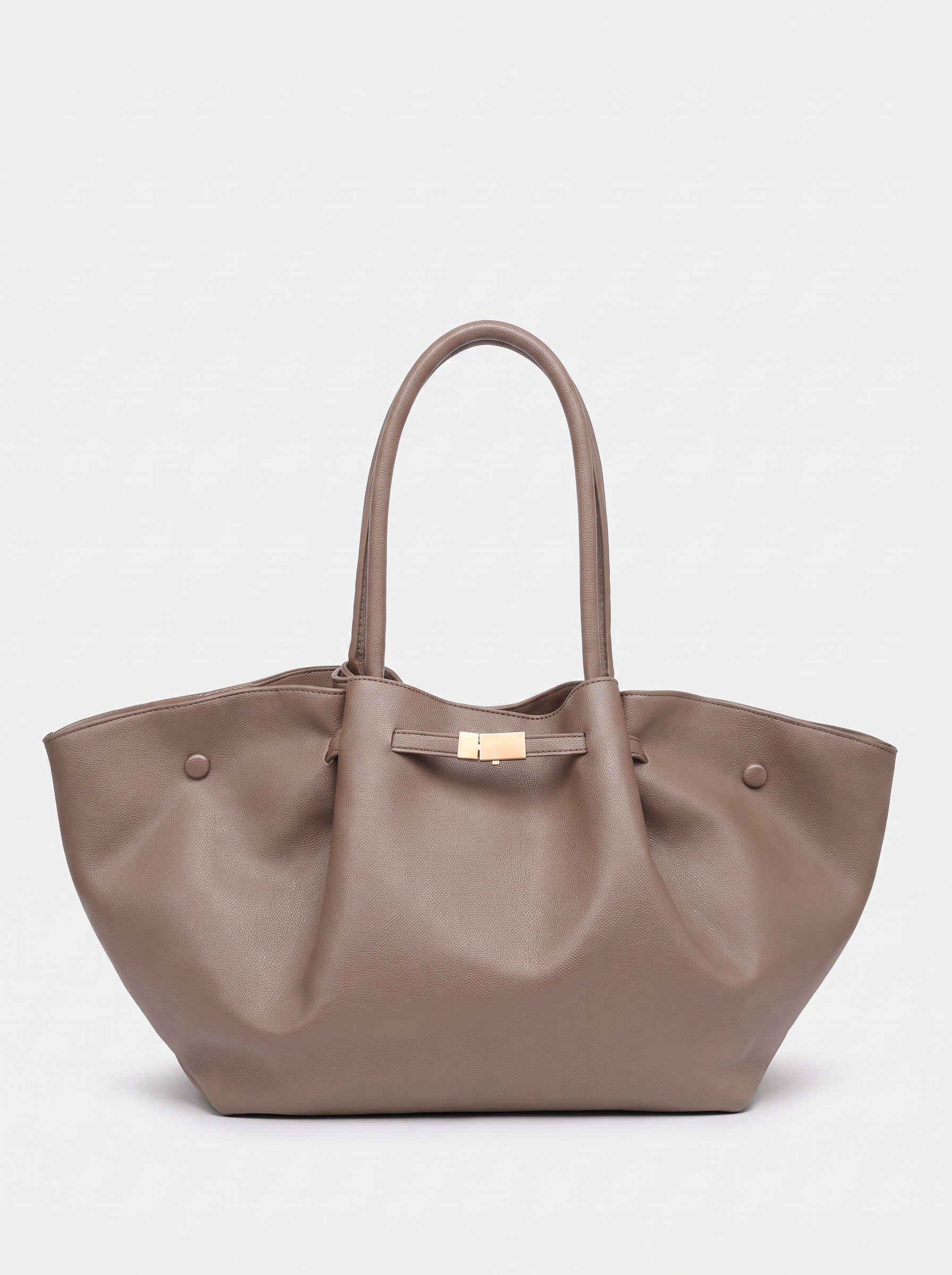 Adele Leather Tote by Clemés – Light Taupe, front three-quarter view
