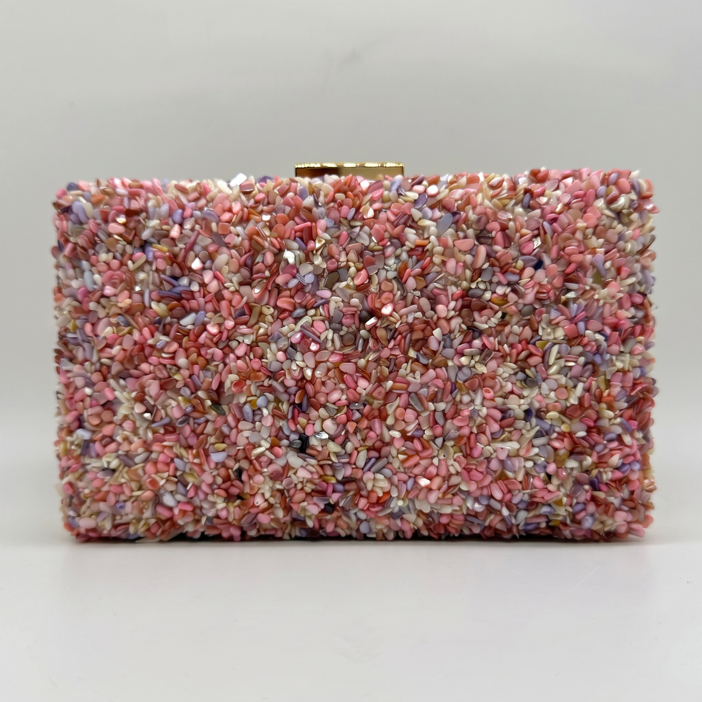 Gemma Natural Stone Box Clutch by Clemés in Lilac on light grey studio background