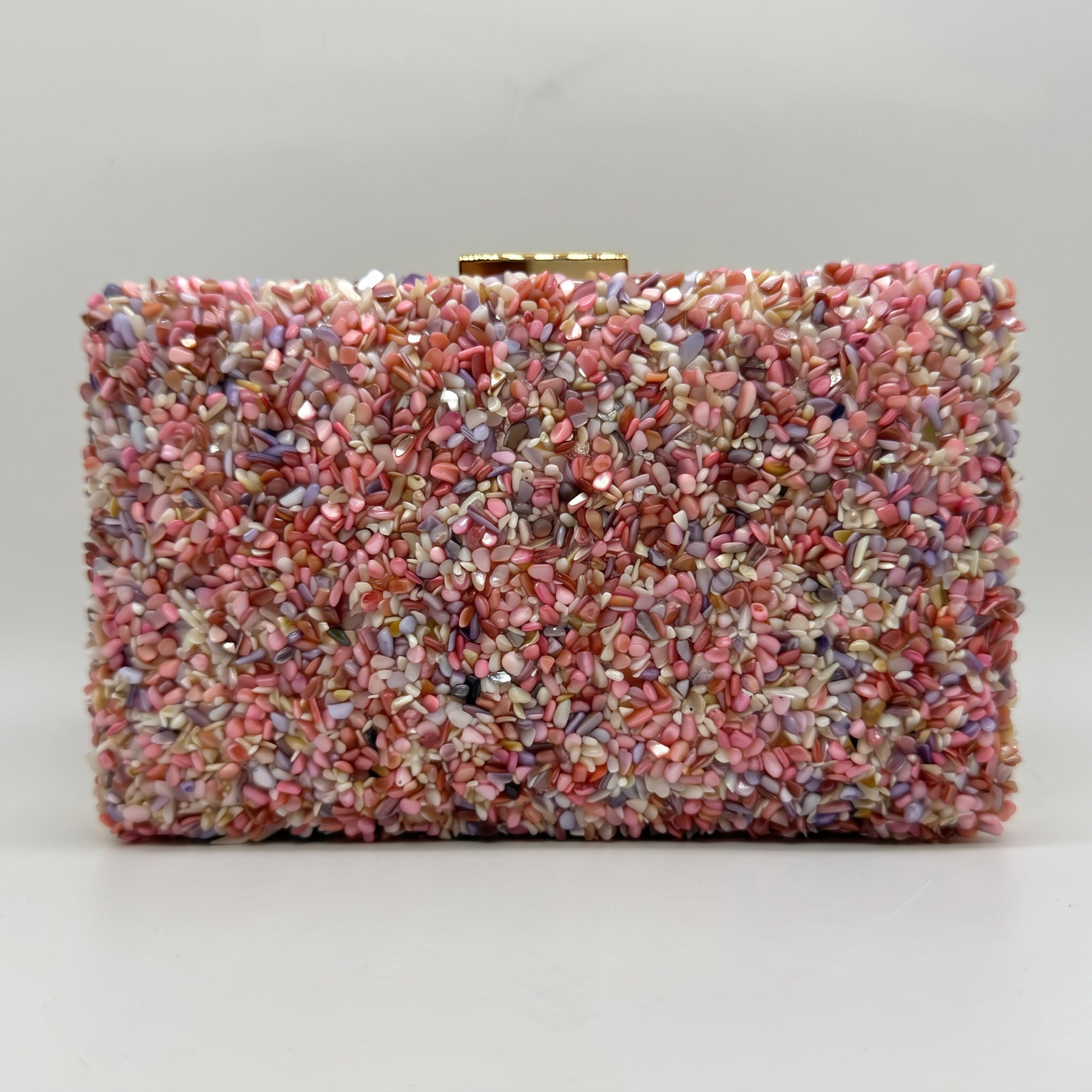 Gemma Natural Stone Box Clutch by Clemés in Lilac on light grey studio background