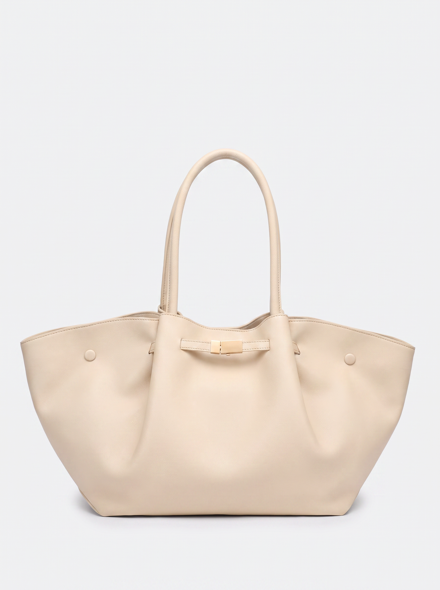 Adele Leather Tote by Clemés – Ivory, front three-quarter view