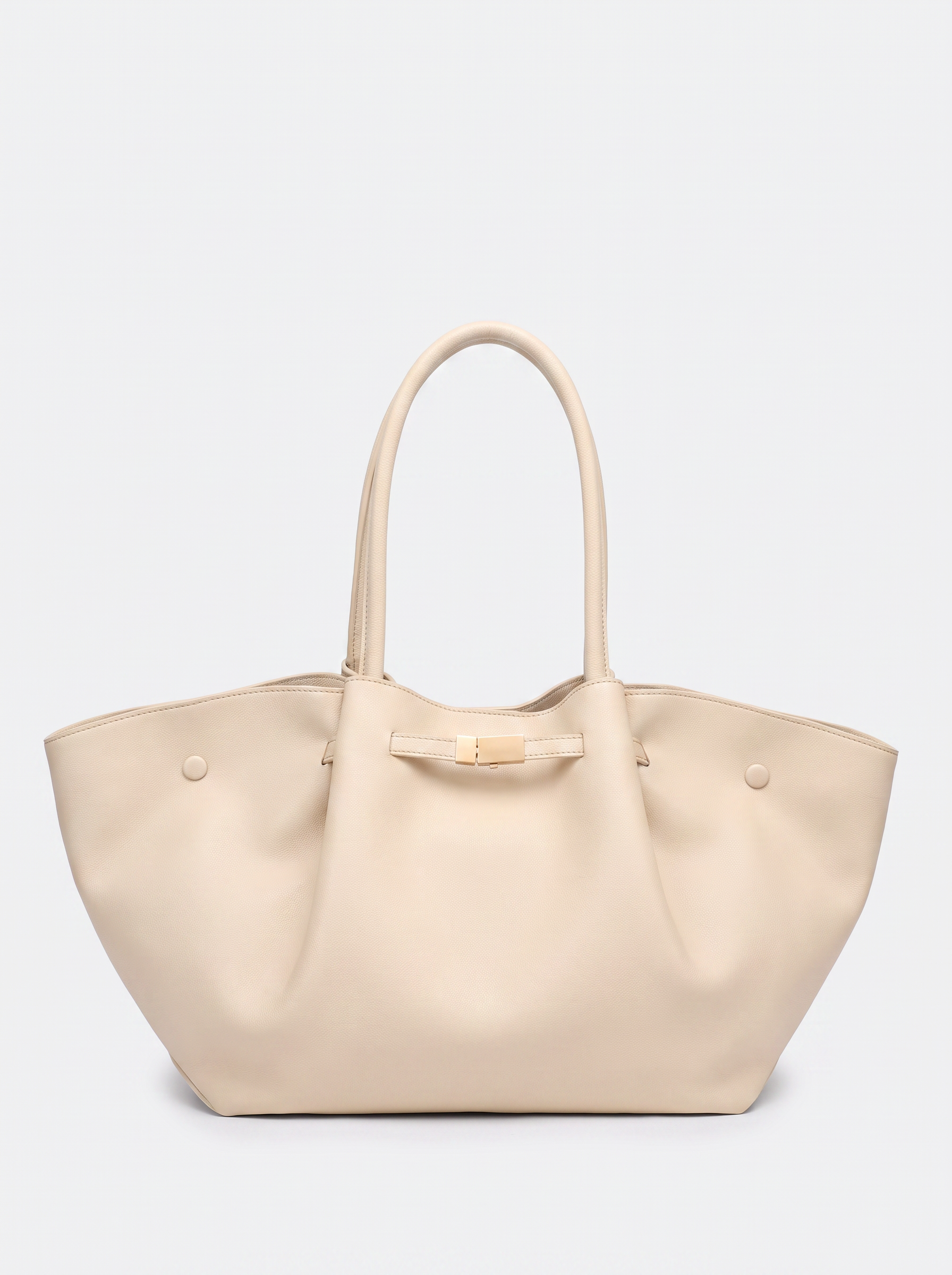 Adele Leather Tote by Clemés – Ivory, front three-quarter view