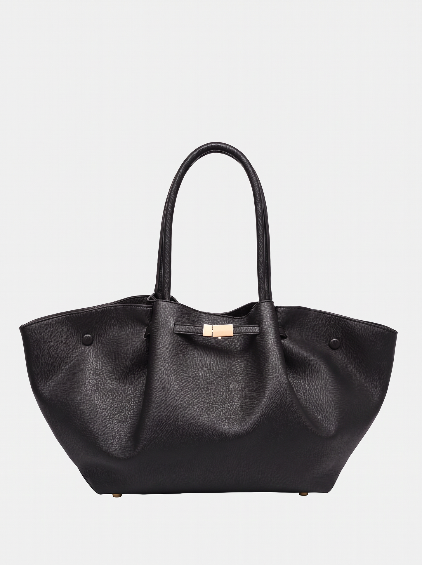 Adele Leather Tote by Clemés – Black, front three-quarter view