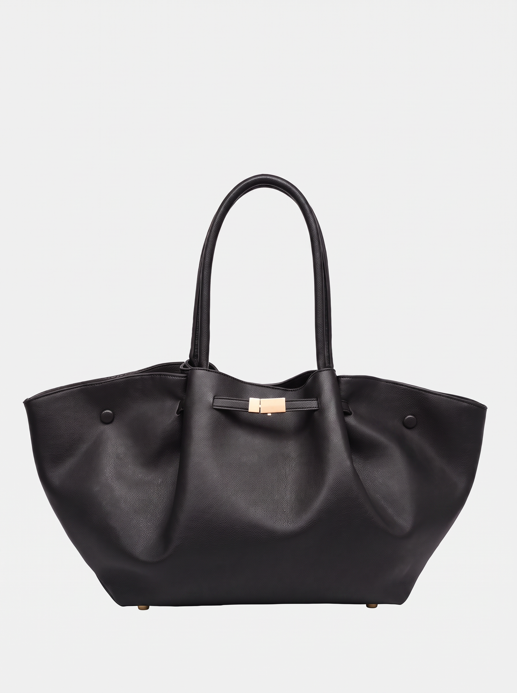 Adele Leather Tote by Clemés – Black, front three-quarter view
