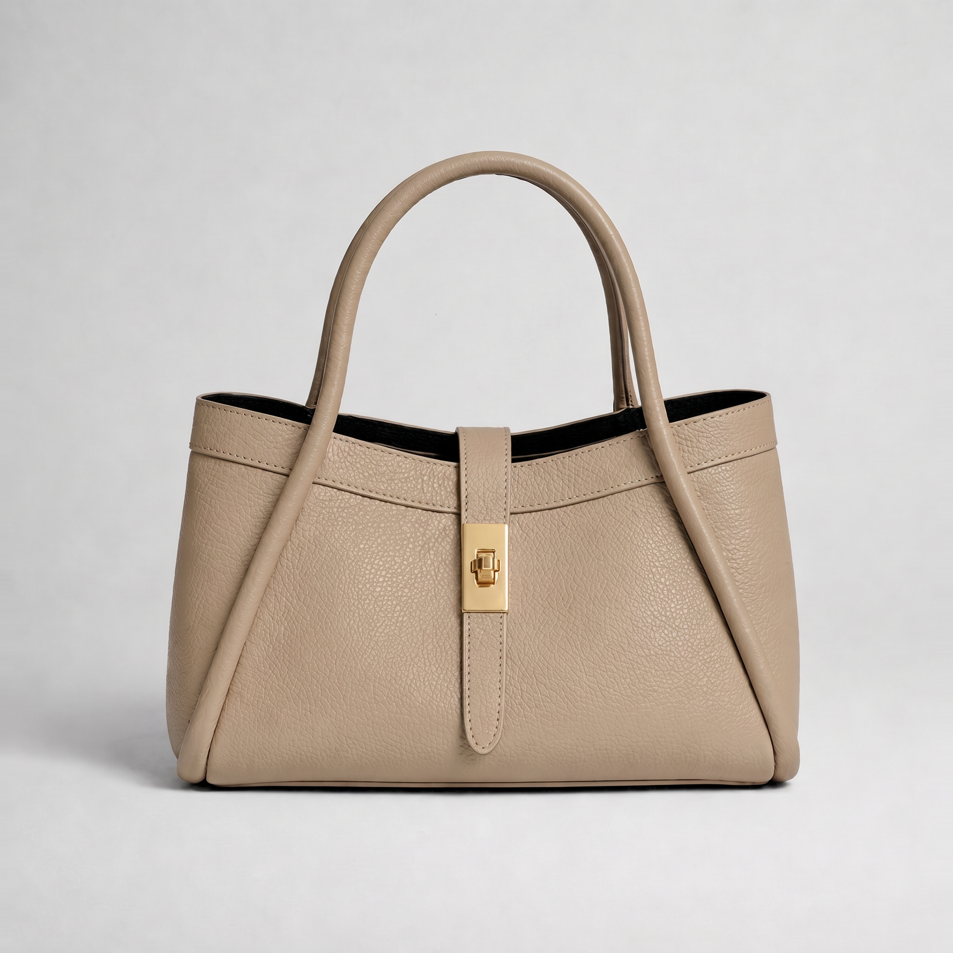 Margot Leather Tote Bag in Oyster on light grey studio background
