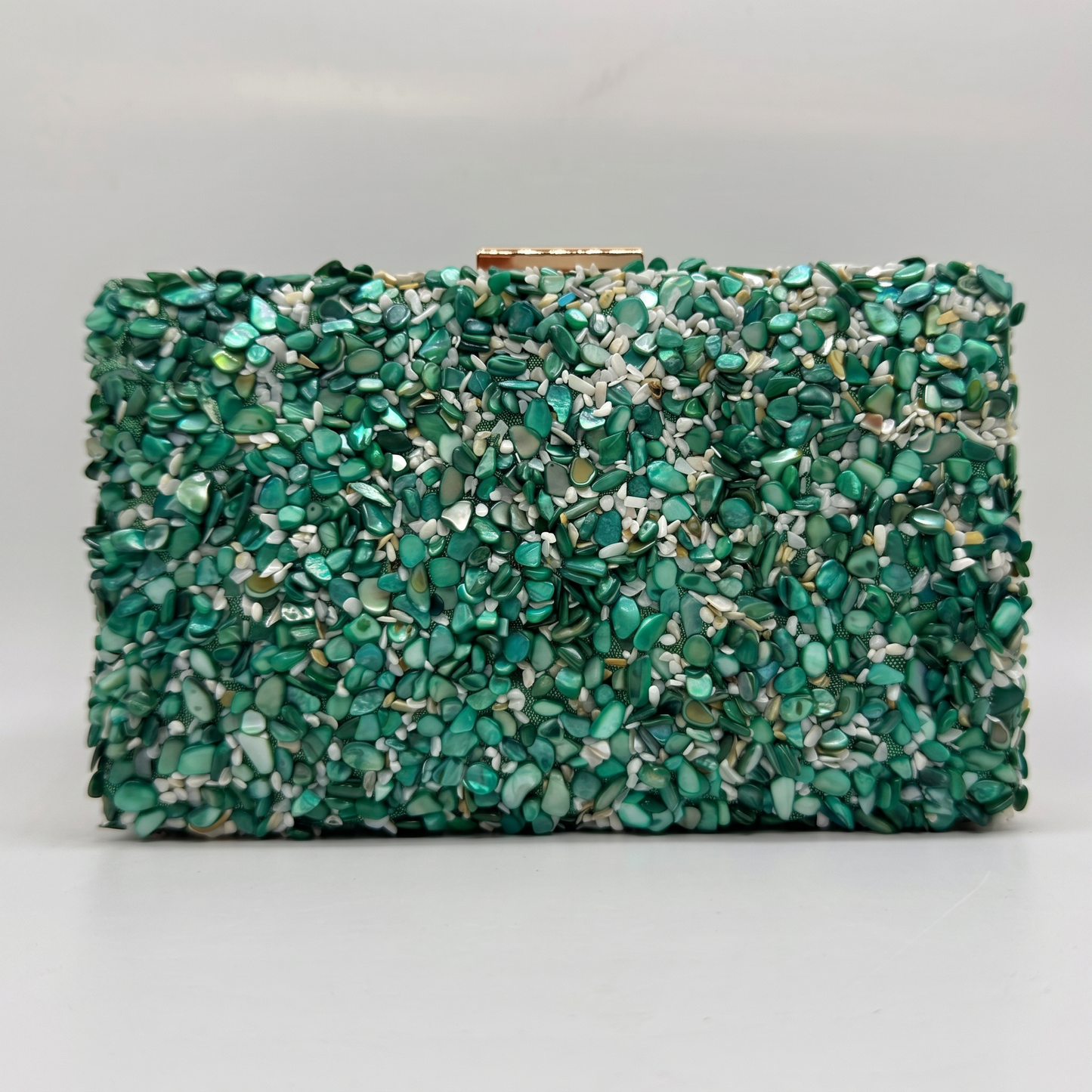Gemma Natural Stone Box Clutch by Clemés in Turquoise on light grey studio background