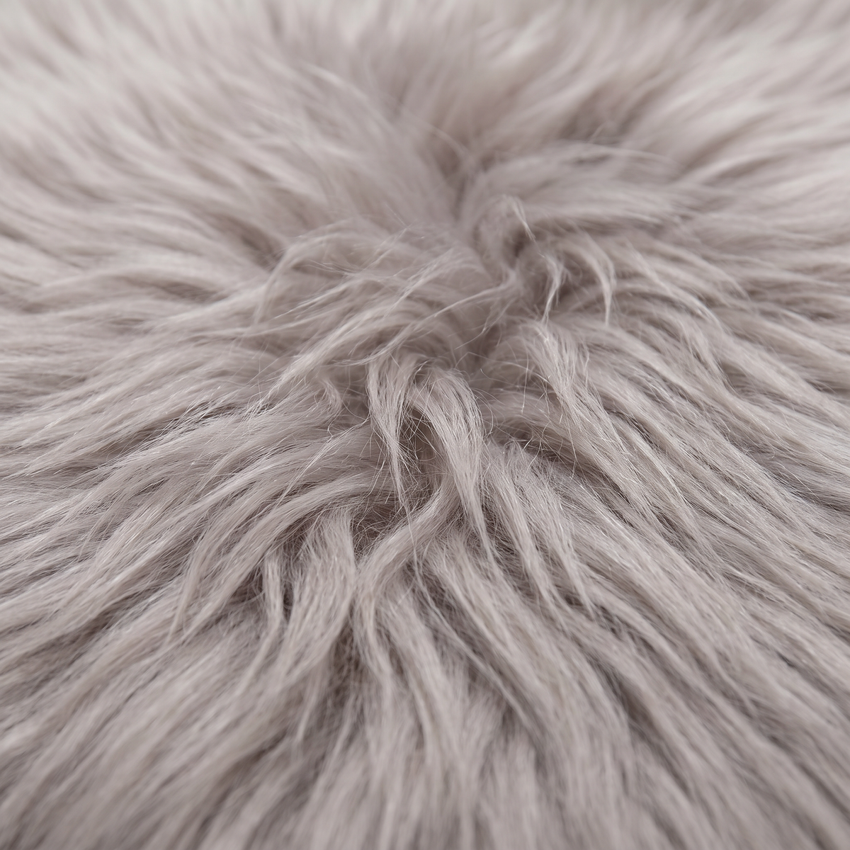 Close-up of Light Grey long wool sheepskin fibres