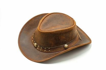 Genuine Leather Western Cowboy Hat, Drifter, Mocha