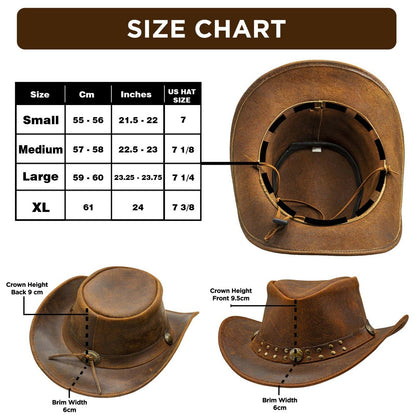 Genuine Leather Western Cowboy Hat, Pioneer, Mocha