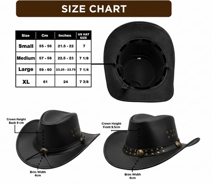 Genuine Leather Outback Hat, Pioneer, Black