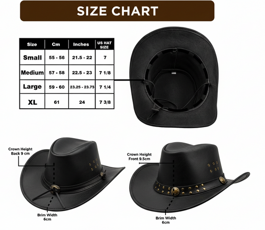 Genuine Leather Outback Hat, Pioneer, Black