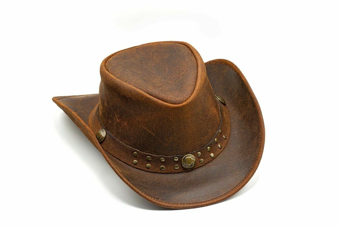 Genuine Leather Western Cowboy Hat, Drifter, Mocha