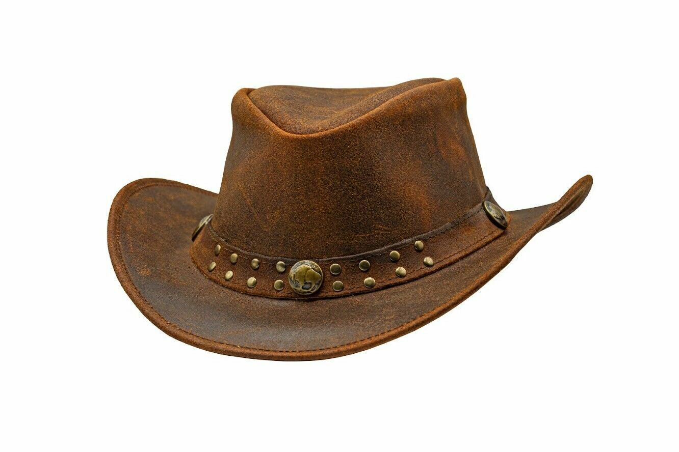 Genuine Leather Western Cowboy Hat, Drifter, Mocha