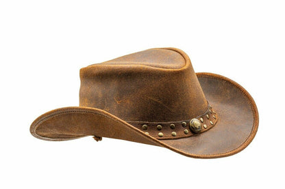 Genuine Leather Western Cowboy Hat, Drifter, Mocha