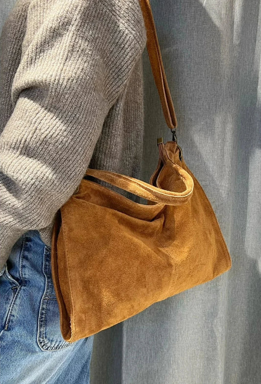 Riccio Suede Leather Shoulder Bag by Clemés (7 Colours)