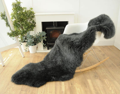 Natural Premium New Zealand Sheepskin Rug & Throw, Double, W65 x L180 cm, Charcoal