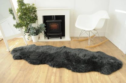 Natural Premium New Zealand Sheepskin Rug & Throw, Double, W65 x L180 cm, Charcoal