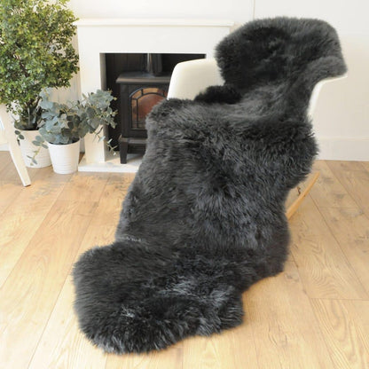 Natural Premium New Zealand Sheepskin Rug & Throw, Double, W65 x L180 cm, Charcoal