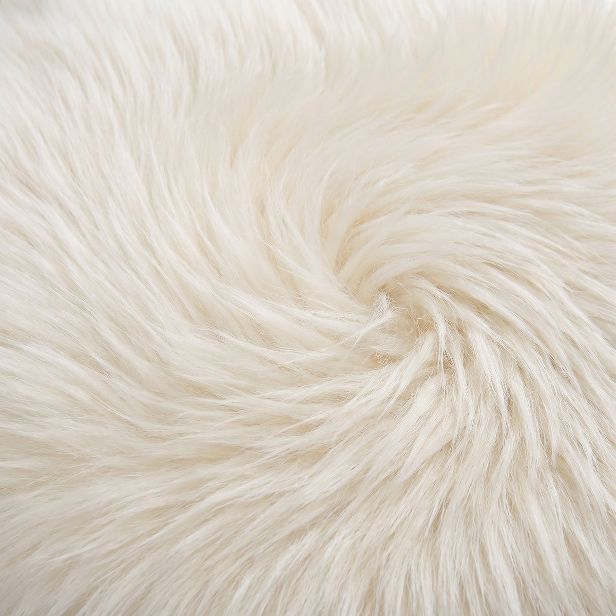 Close-up of Ivory long wool sheepskin fibres