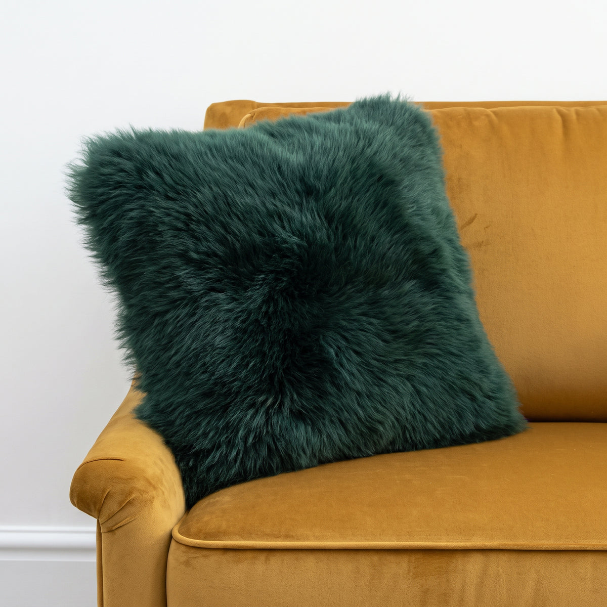 Sheepskin Cushion 35x35cm in Jungle Green