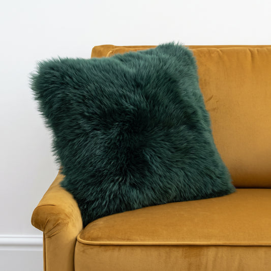 Sheepskin Cushion 35x35cm in Jungle Green