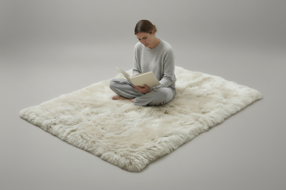 Natural Premium Sheepskin Rectangular Rug, X-Large, W120 x L180 cm, Oyster (Cloud Dancer)