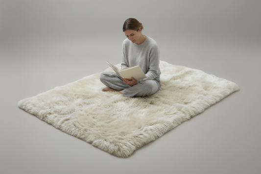 Natural Premium Sheepskin Rectangular Rug, X-Large, W120 x L180 cm, Oyster (Cloud Dancer)