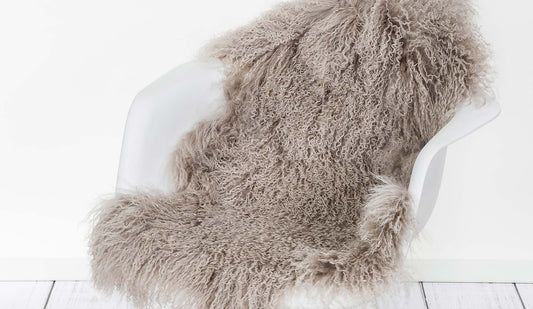 Natural Premium Tibetan Sheepskin Rug & Throw, Single, Large (L95 x W60 cm), Taupe