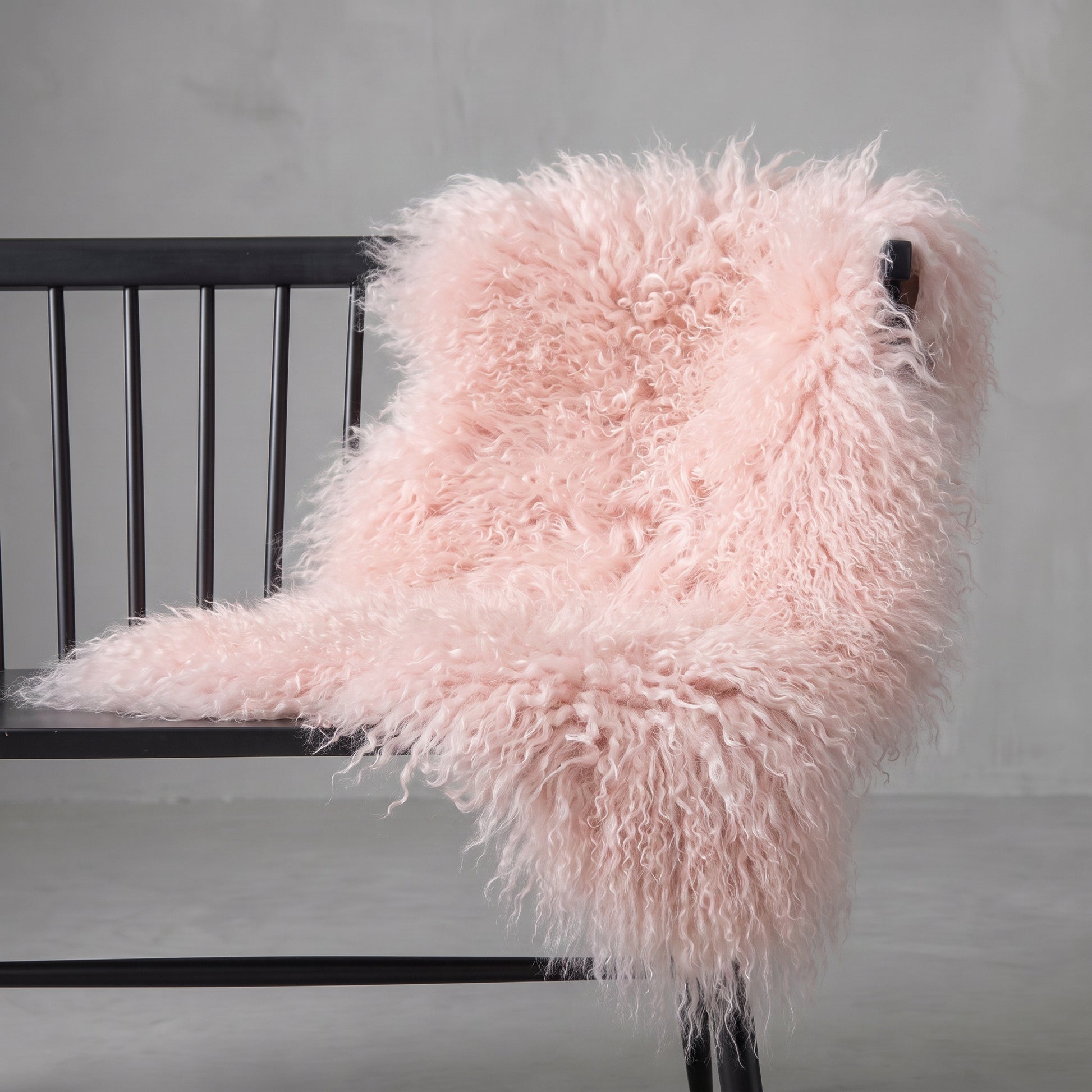 Tibetan Mongolian Sheepskin Rug in Baby Pink