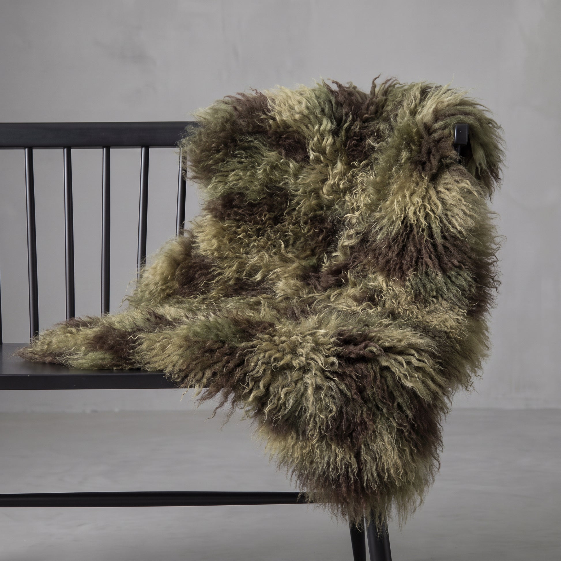 Tibetan Mongolian Sheepskin Rug in Camo