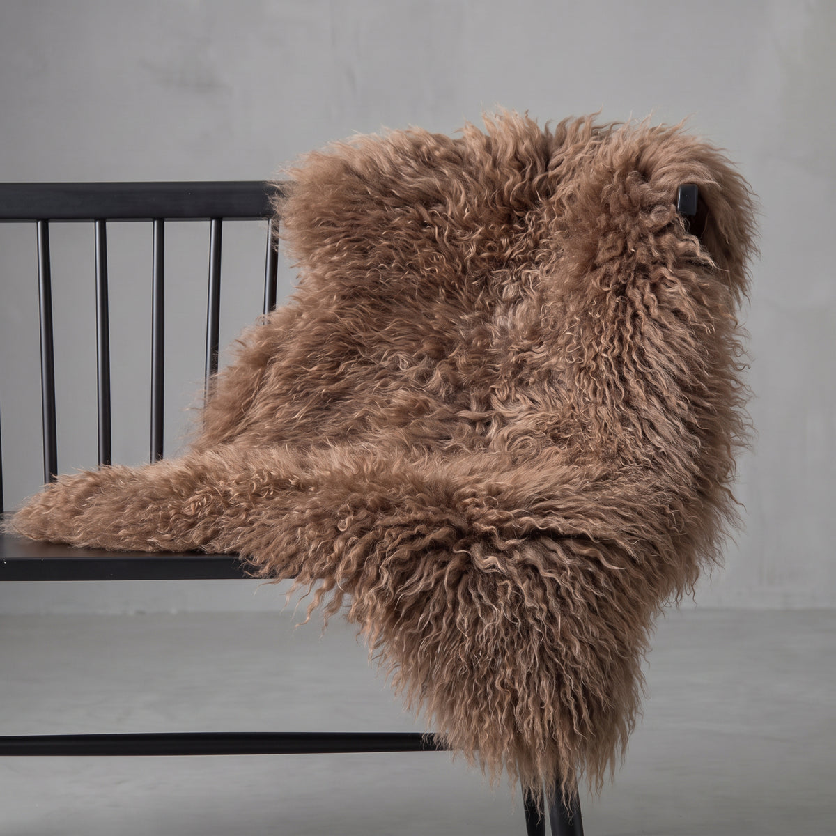 Tibetan Mongolian Sheepskin Rug in Cocoa