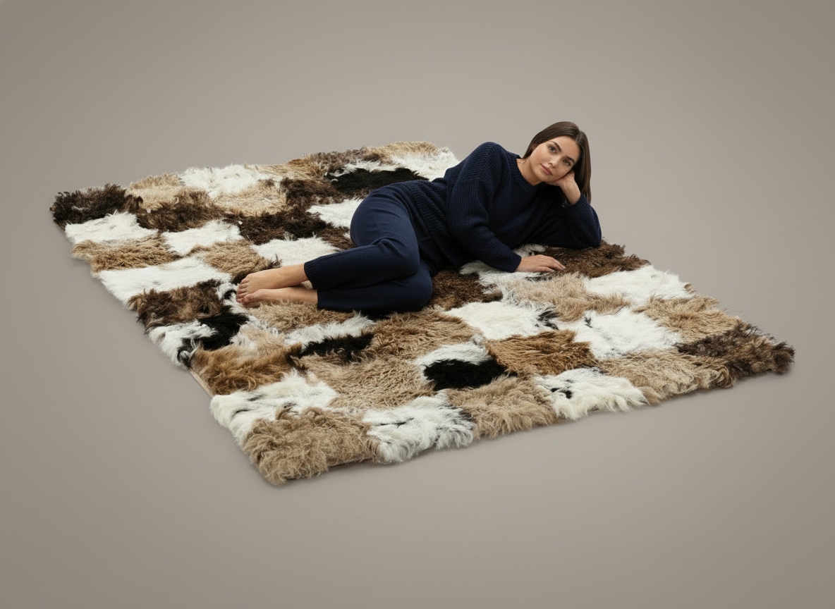 Natural Tigrado Sheepskin Rectangle Rug, X-Large, W120 x L180 cm