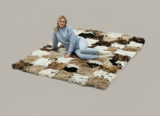 Natural Tigrado Sheepskin Rectangle Rug, X-Large, W120 x L180 cm