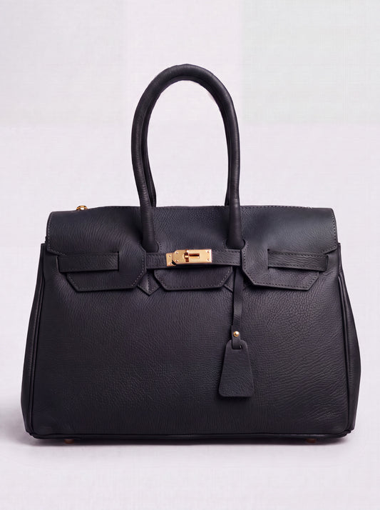 Valentina Maxi Leather Tote by Clemés in Black