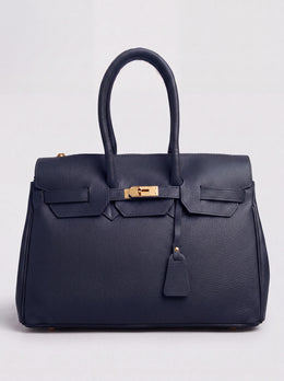 Valentina Maxi Leather Tote by Clemés in Navy