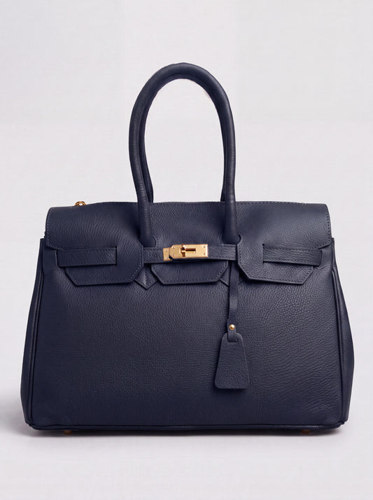 Valentina Maxi Leather Tote by Clemés in Navy