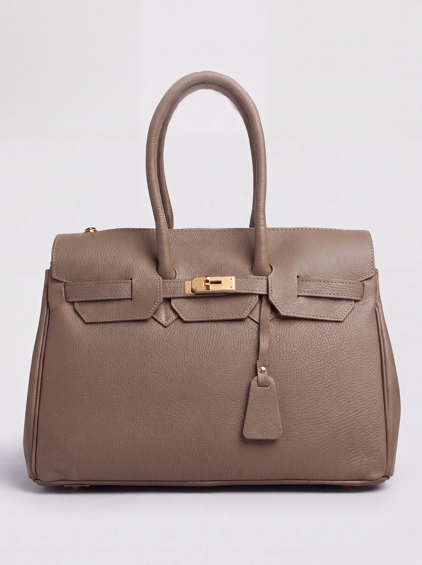 Valentina Maxi Leather Tote by Clemés in Taupe