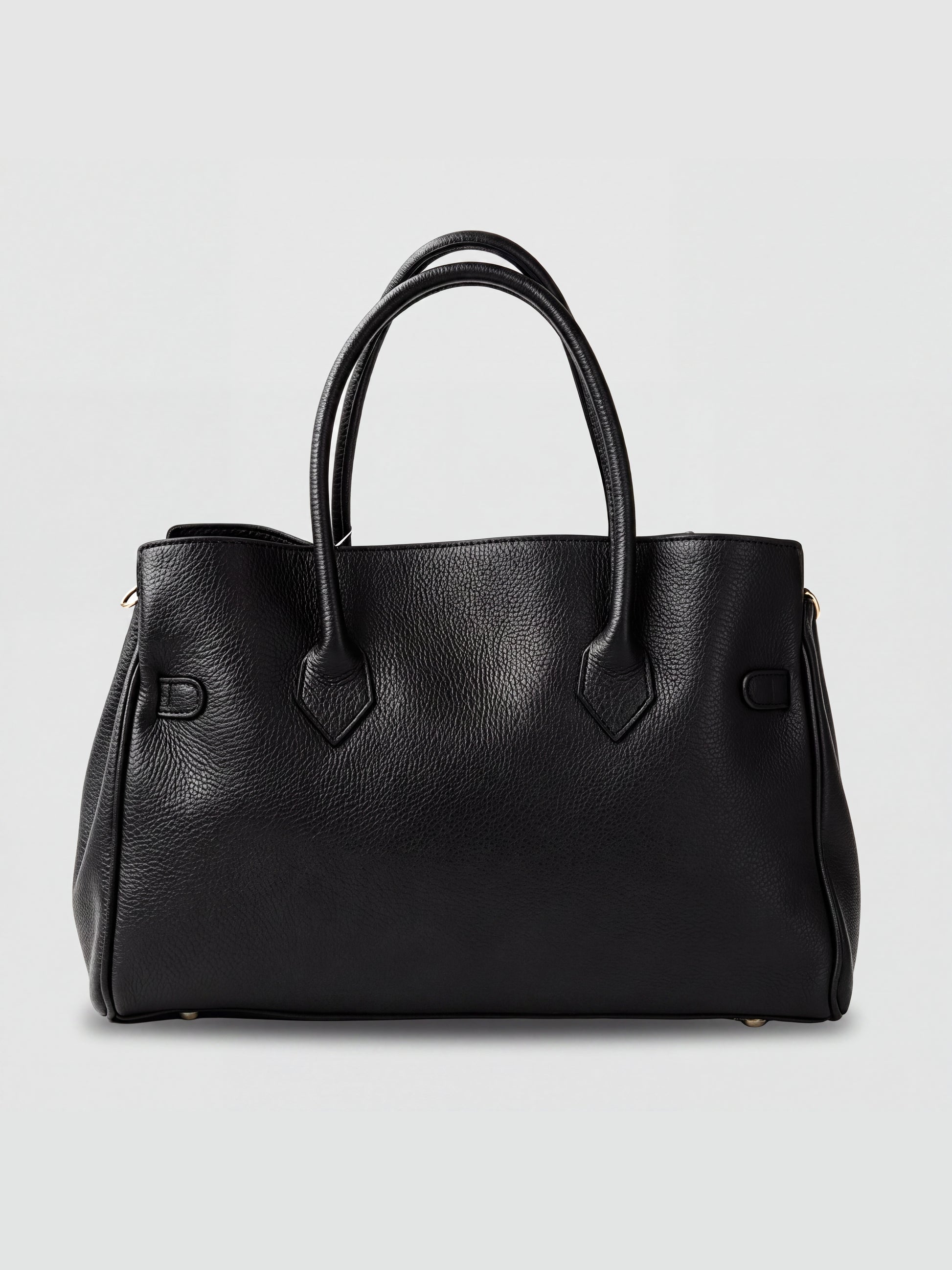 Zoe Leather Tote by Clemés - Black - front three-quarter
