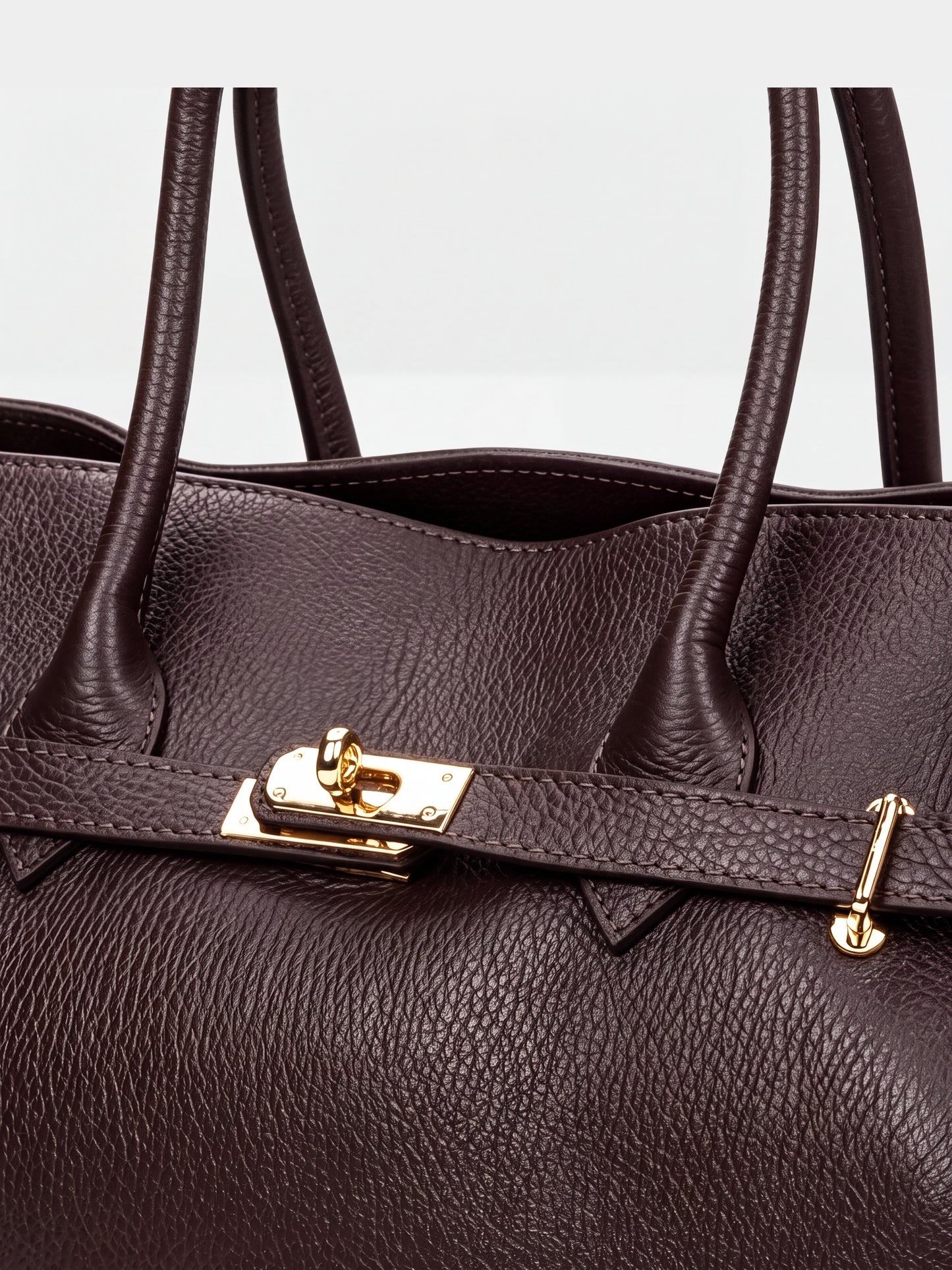 Zoe Leather Tote by Clemés - Dark Brown - hardware detail
