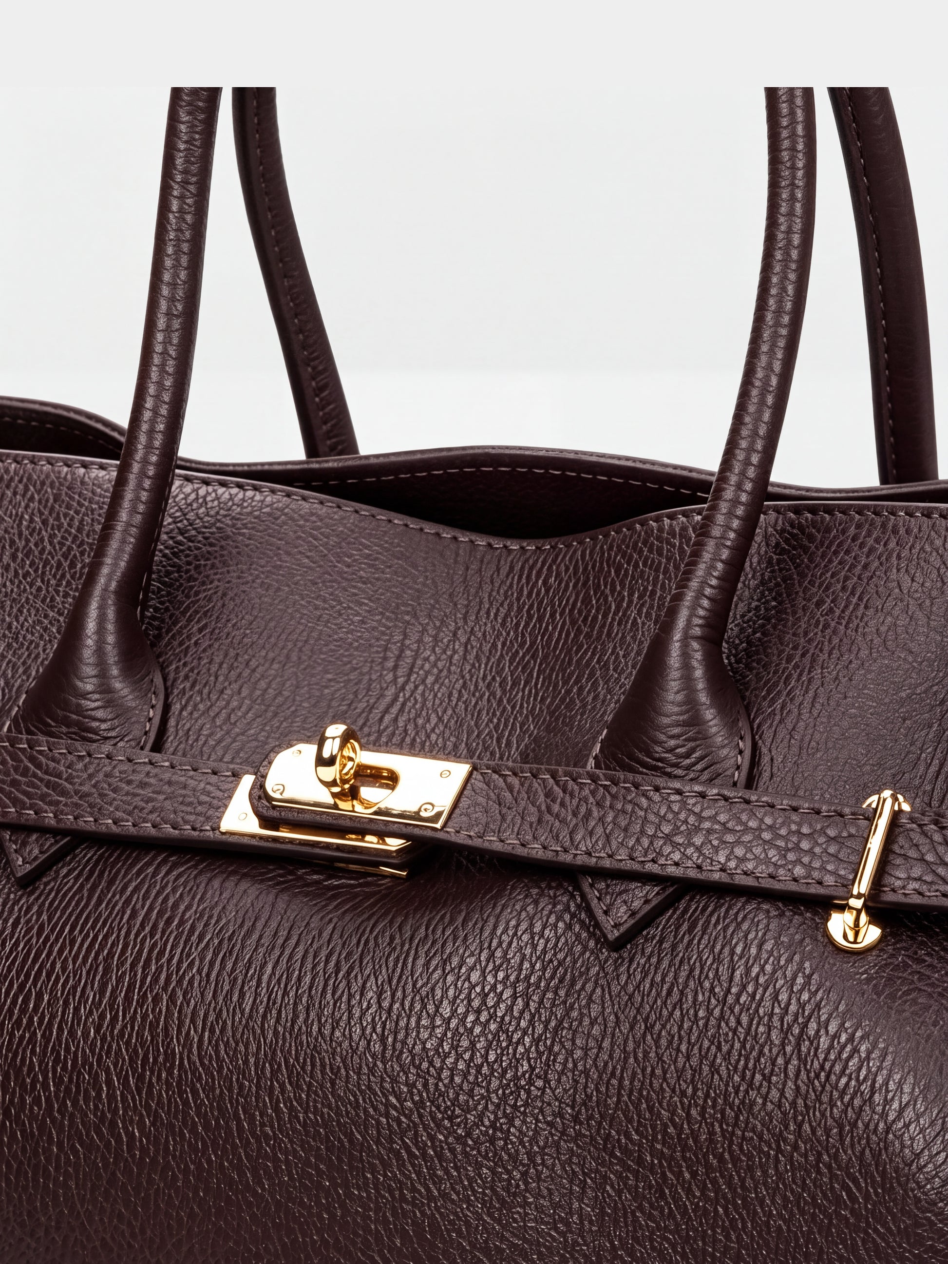 Zoe Leather Tote by Clemés - Dark Brown - hardware detail