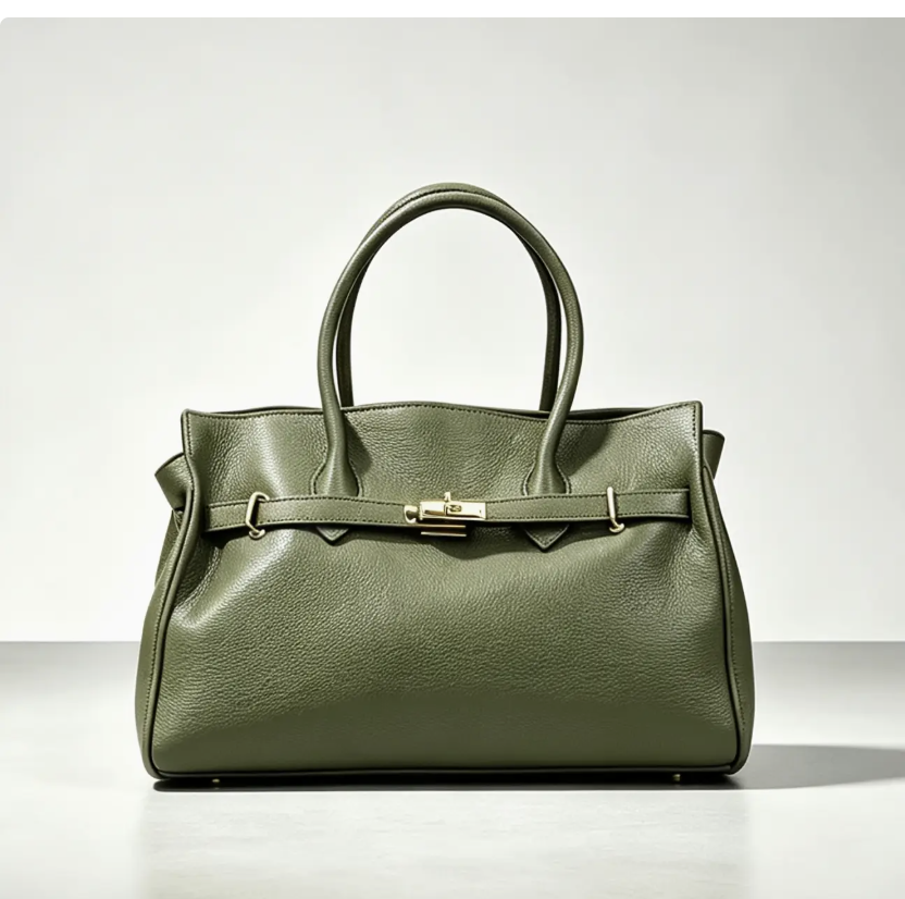 Zoe Leather Tote by Clemés - Olive