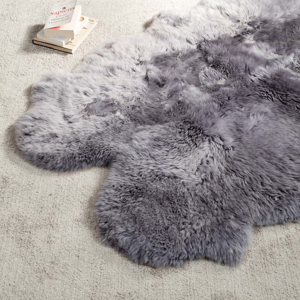 Natural Premium New Zealand Sheepskin Rug & Throw, Quad, W100 x L180 cm, Grey